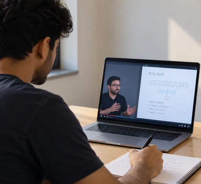 Learner following an AccioJob live session